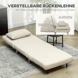 Klappsessel mit Bettfunktion verstellbar in Samtoptik beige