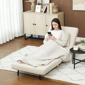 Klappsessel mit Bettfunktion verstellbar in Samtoptik beige