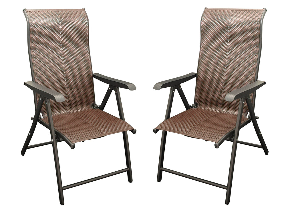 Klappsessel ANTIBES Hochlehner, Metall + Polyrattan braun, klappbar, 2 Stück