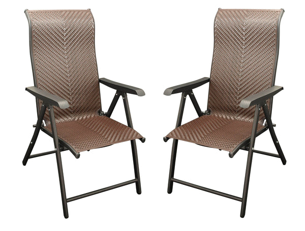 Klappsessel ANTIBES Hochlehner, Metall + Polyrattan braun, klappbar, 2 Stück