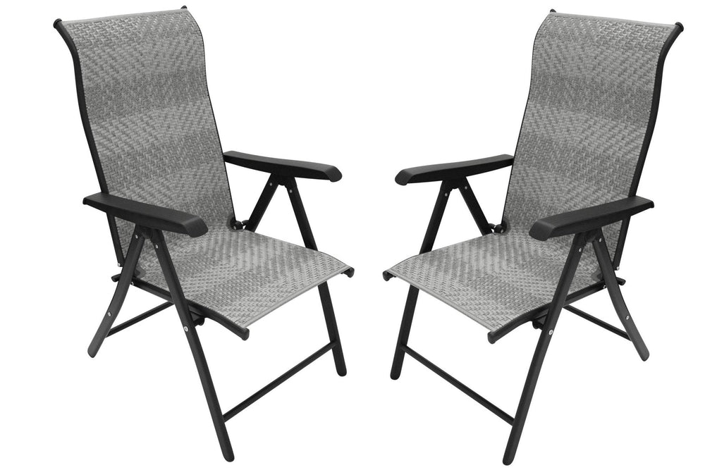 Klappsessel ANTIBES Hochlehner, Metall + Polyrattan grau, klappbar, 2 Stück