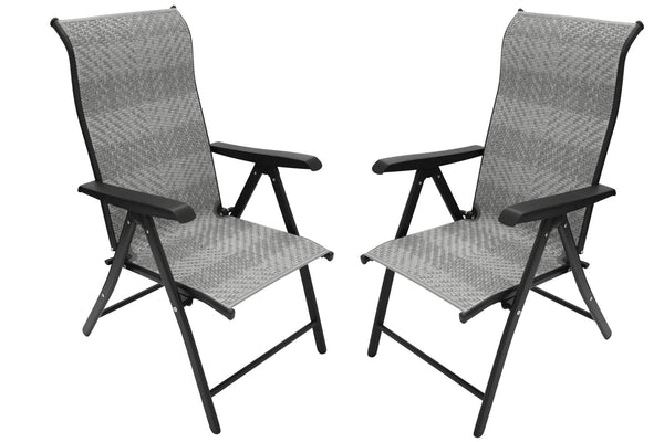 Klappsessel ANTIBES Hochlehner, Metall + Polyrattan grau, klappbar, 2 Stück