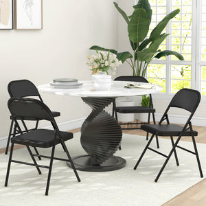 Klappstühle 4er-Set für Büro und Wartezimmer Kunstleder schwarz