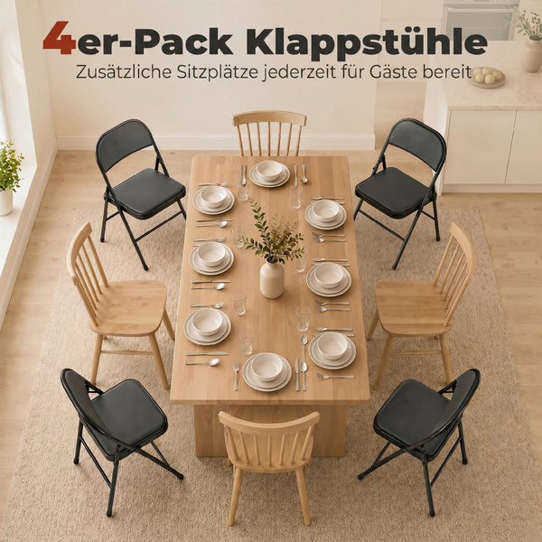 Klappstühle 4er-Set für Büro und Wartezimmer Kunstleder schwarz