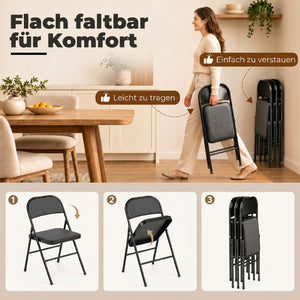 Klappstühle 4er-Set für Büro und Wartezimmer Kunstleder schwarz