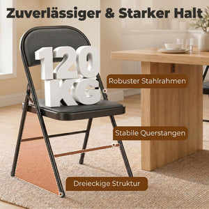Klappstühle 4er-Set für Büro und Wartezimmer Kunstleder schwarz