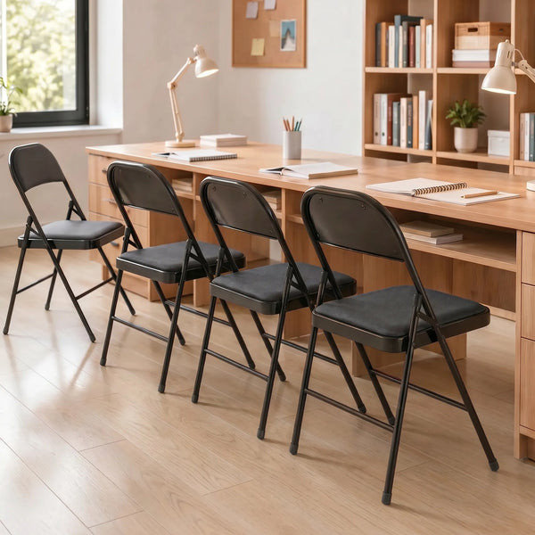 Klappstühle 4er-Set für Büro und Wartezimmer Kunstleder schwarz