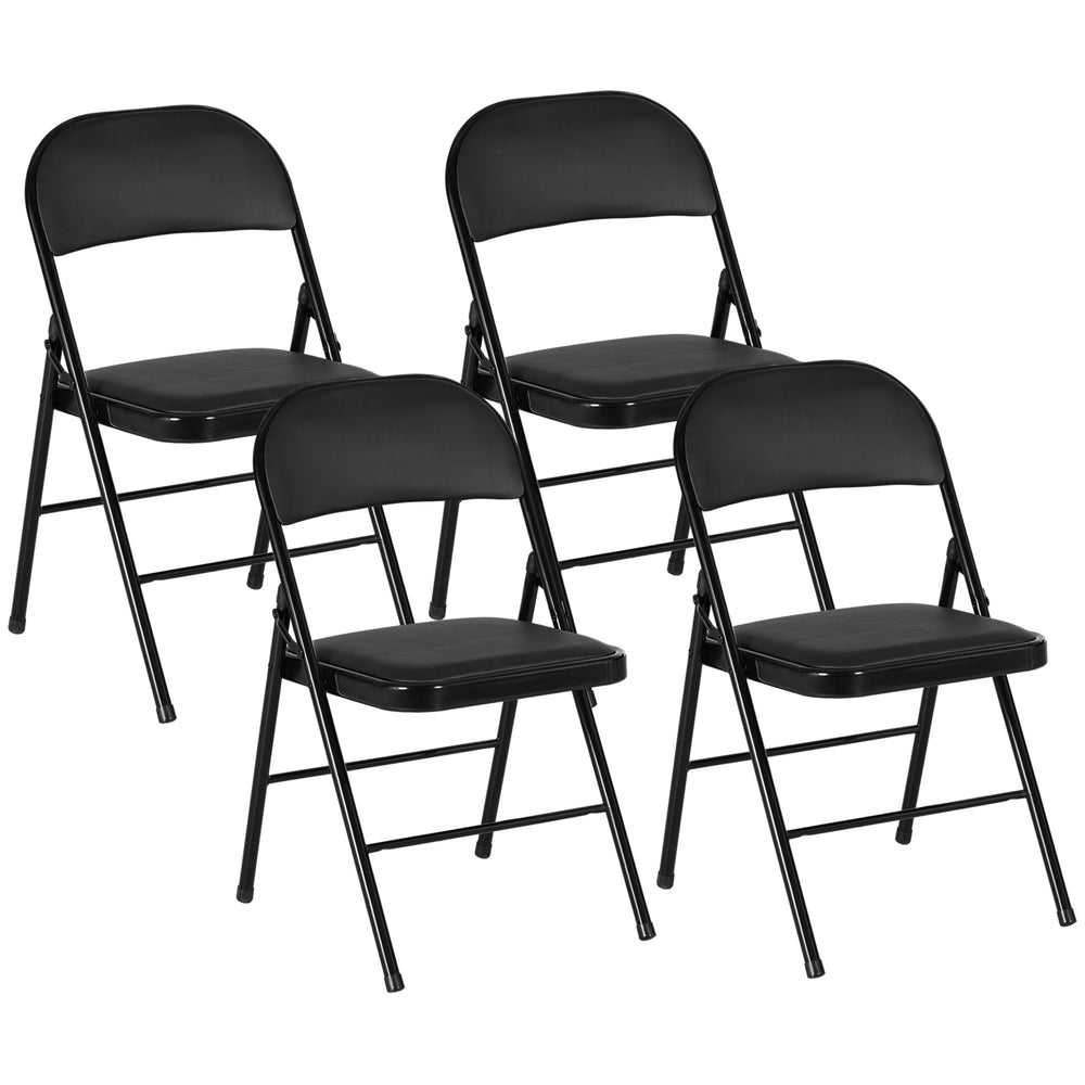 Klappstühle 4er-Set für Büro und Wartezimmer Kunstleder schwarz