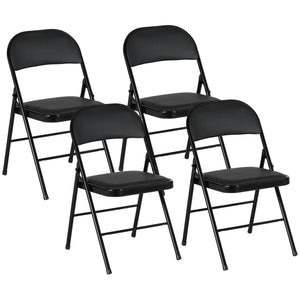 Klappstühle 4er-Set für Büro und Wartezimmer Kunstleder schwarz