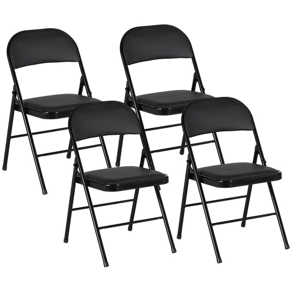 Klappstühle 4er-Set für Büro und Wartezimmer Kunstleder schwarz