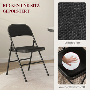 Klappstühle 4er Set für Büro und Wartezimmer Metall schwarz