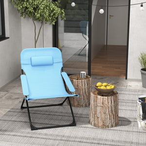 Sedia pieghevole 120kg con schienale regolabile Mesh Blue