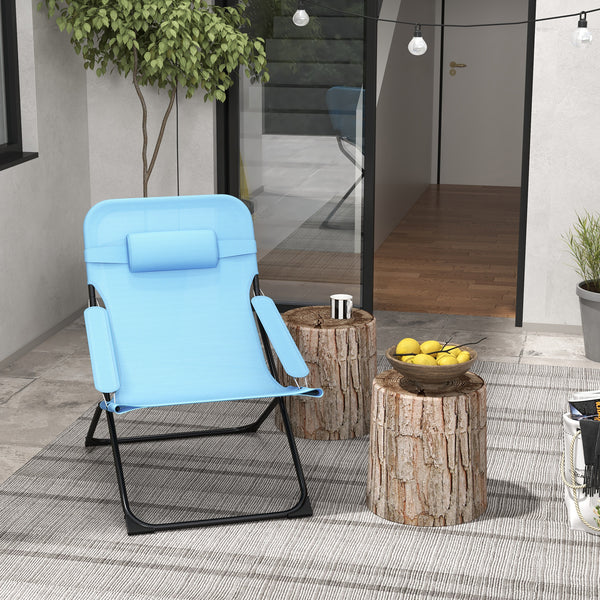 Sedia pieghevole 120kg con schienale regolabile Mesh Blue