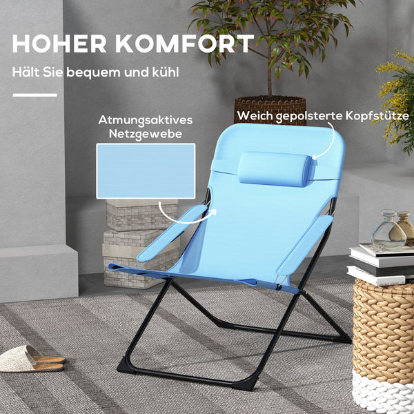 Sedia pieghevole 120kg con schienale regolabile Mesh Blue