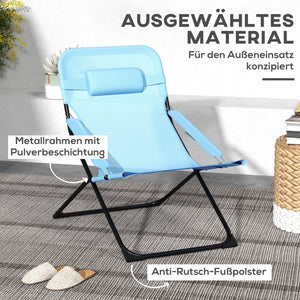 Sedia pieghevole 120kg con schienale regolabile Mesh Blue