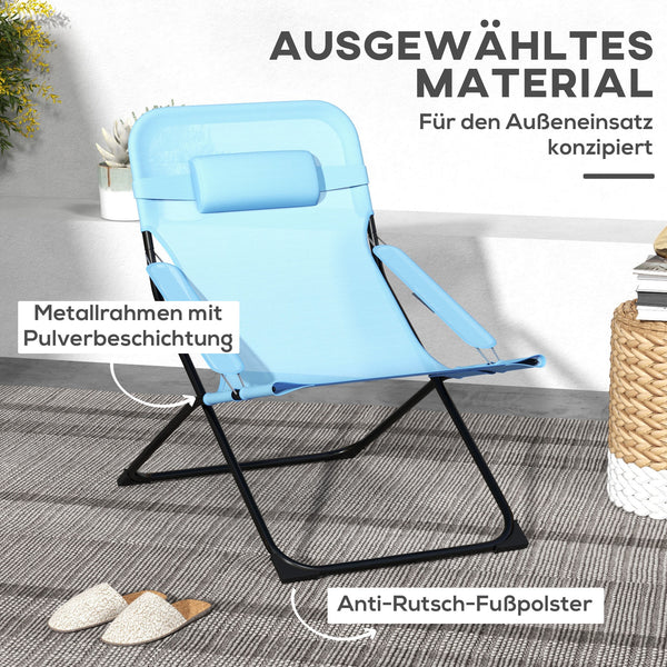 Sedia pieghevole 120kg con schienale regolabile Mesh Blue