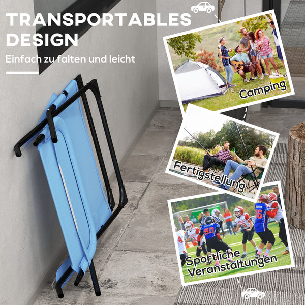 Sedia pieghevole 120kg con schienale regolabile Mesh Blue