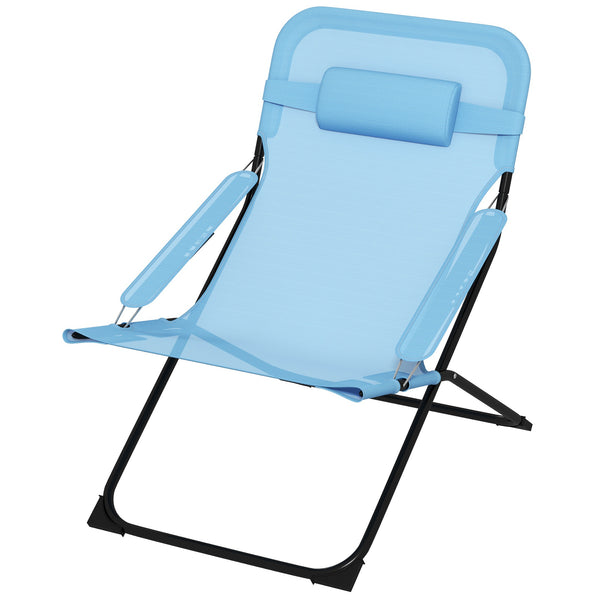 Sedia pieghevole 120kg con schienale regolabile Mesh Blue
