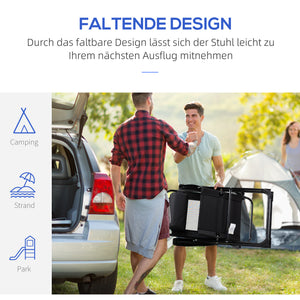 Klappstuhl 2er Set wetterfest mit verstellbarer Rückenlehne schwarz