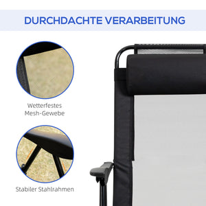 Klappstuhl 2er Set wetterfest mit verstellbarer Rückenlehne schwarz