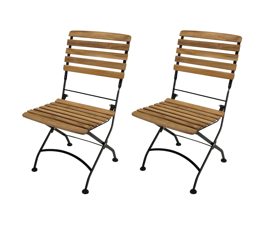 Klappstuhl JAKARTA, Flachstahl schwarz + Teakholz, 2 Stück, FSC®-zertifiziert