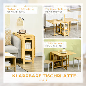 Klapptisch aus Bambus mit Ablagefächern Naturholz