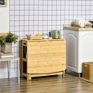 Klapptisch aus Bambus mit Ablagefächern Naturholz