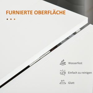 Klapptisch mit Rollen klappbare Arbeitsplatte Beistelltisch Weiss
