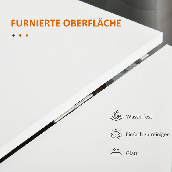 Klapptisch mit Rollen klappbare Arbeitsplatte Beistelltisch Weiss