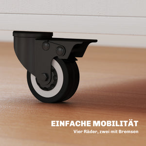 Klapptisch klappbar mit Stauraum und Rollen weiss naturholz