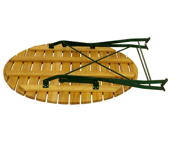 Gartentisch Klapptisch BAD TÖLZ 100cm rund, Flachstahl grün + Robinie