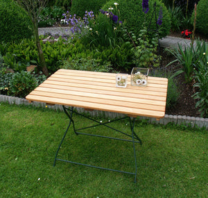Klapptisch BAD TÖLZ 70x110cm rechteckig, Flachstahl grün + Robinie
