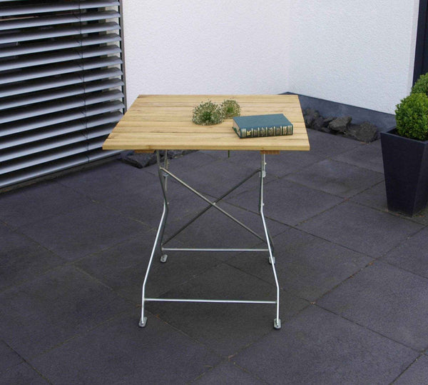 Klapptisch BAD TÖLZ 70x70cm, Flachstahl verzinkt + Robinie