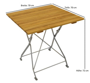 Klapptisch BAD TÖLZ 70x70cm, Flachstahl verzinkt + Robinie
