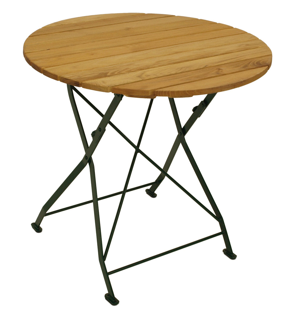 Klapptisch BAD TÖLZ 77cm rund, Flachstahl grün + Robinie