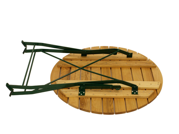 Klapptisch BAD TÖLZ 77cm rund, Flachstahl grün + Robinie