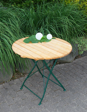 Klapptisch BAD TÖLZ 77cm rund, Flachstahl grün + Robinie