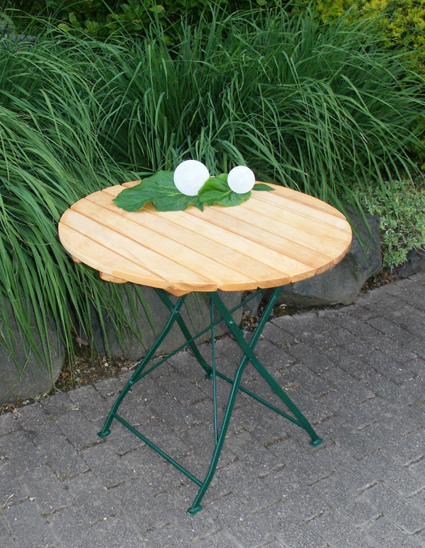 Klapptisch BAD TÖLZ 77cm rund, Flachstahl grün + Robinie