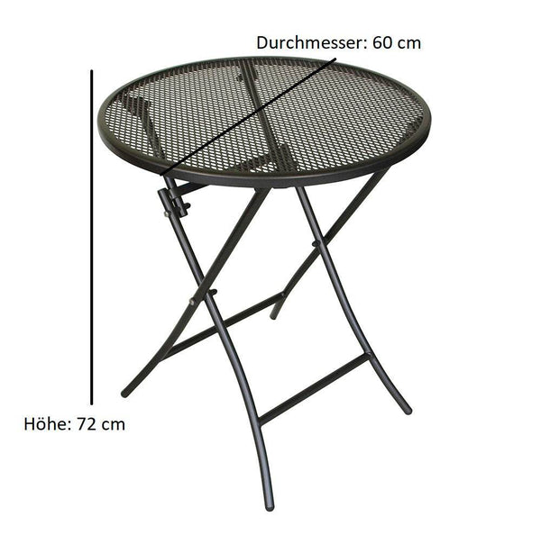 Gartentisch Klapptisch Bistro MOCCA 60cm rund Streckmetall eisengrau