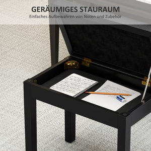 Klavierbank mit Stauraum gepolstert Kunstleder schwarz