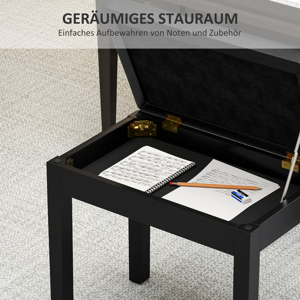 Klavierbank mit Stauraum gepolstert Kunstleder schwarz