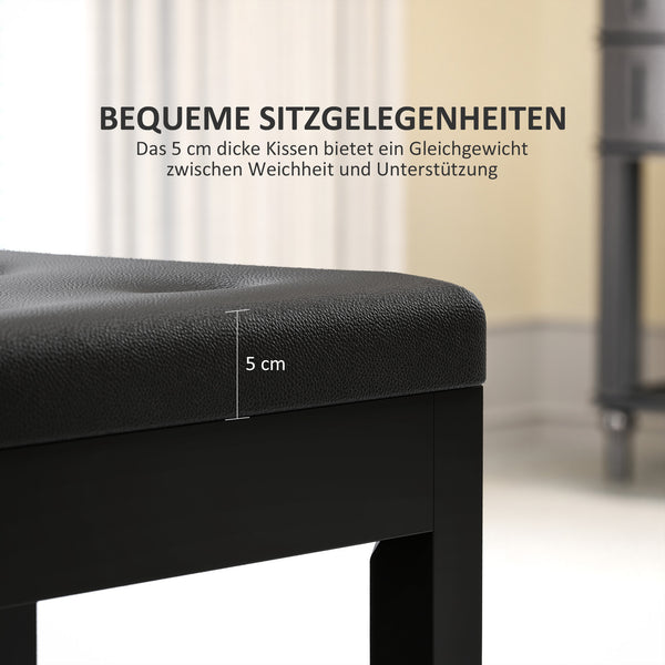 Klavierbank mit Stauraum gepolstert Kunstleder schwarz
