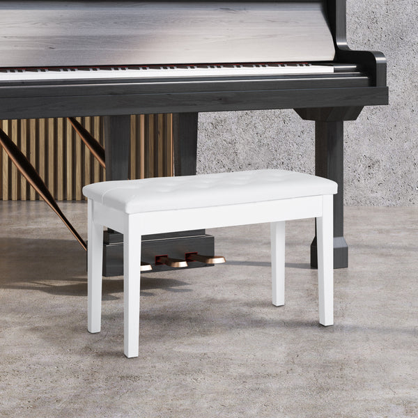 Klavierbank mit Stauraum gepolstert für Piano und Keyboard weiss