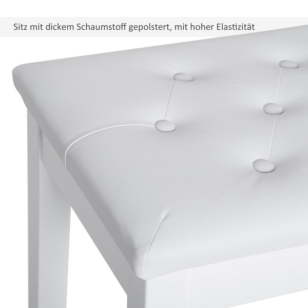 Klavierbank mit Stauraum gepolstert für Piano und Keyboard weiss