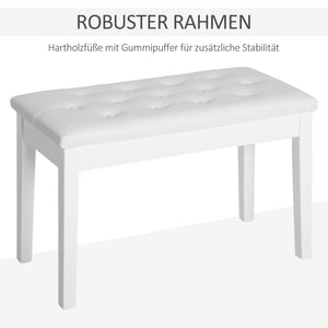 Klavierbank mit Stauraum gepolstert für Piano und Keyboard weiss