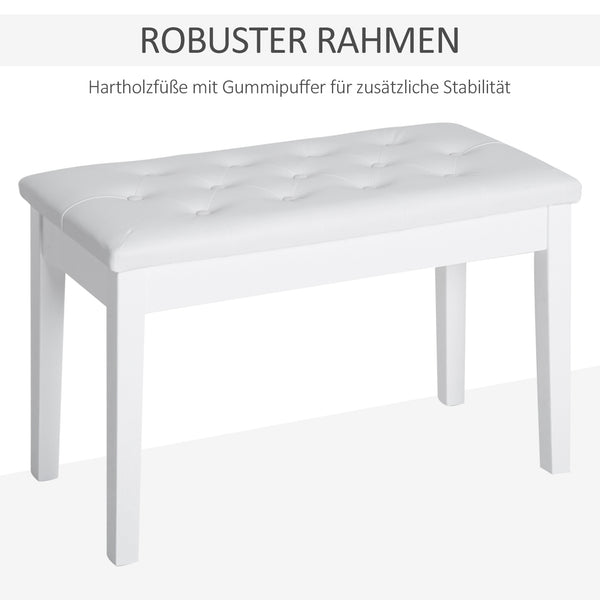 Klavierbank mit Stauraum gepolstert für Piano und Keyboard weiss