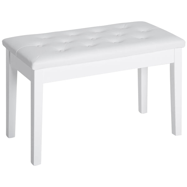 Klavierbank mit Stauraum gepolstert für Piano und Keyboard weiss
