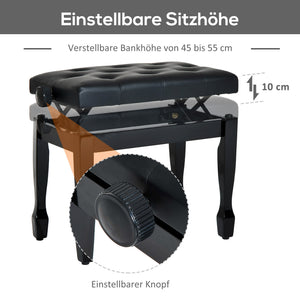 Klavierhocker höhenverstellbar für Piano Keyboard Kunstleder schwarz