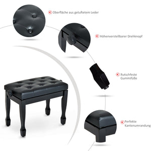 Klavierhocker höhenverstellbar für Piano Keyboard Kunstleder schwarz