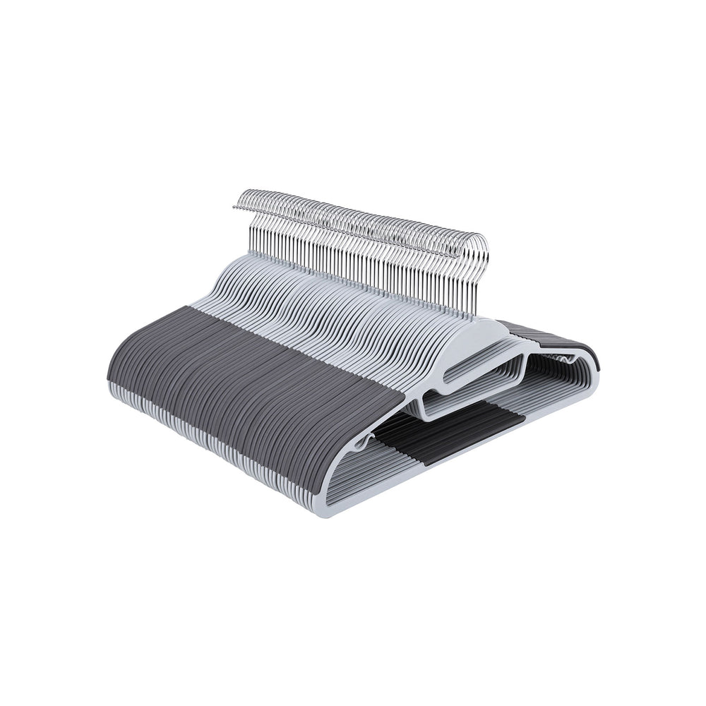 Clothes hanger set, plastic, 50 pieces, grey